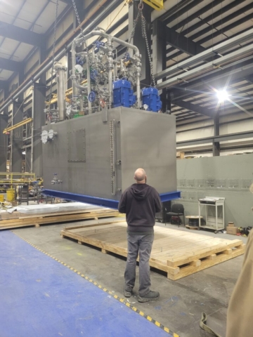 Custom on-site crating service setup at a client location, highlighting professional packing in Rochester, NY, Buffalo, NY, and nearby areas.